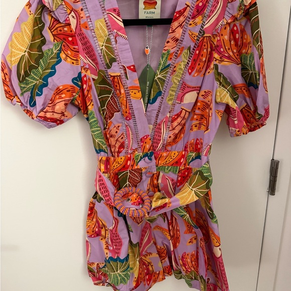 FARM Rio Purple and Multicolor Patterned Romper - Picture 1 of 3